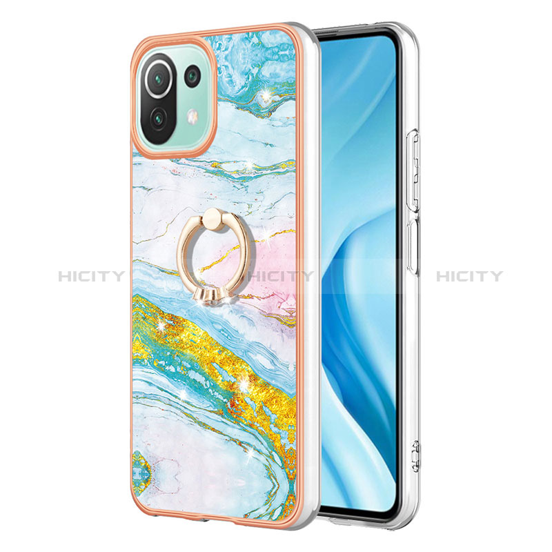 Coque Silicone Motif Fantaisie Souple Couleur Unie Etui Housse avec Support Bague Anneau YB5 pour Xiaomi Mi 11 Lite 5G NE Colorful Plus