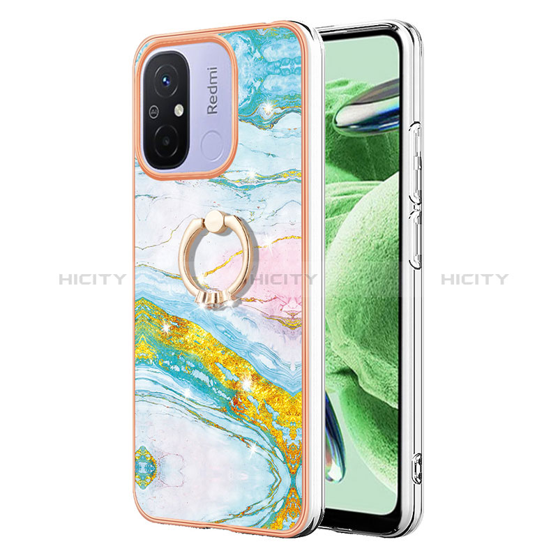 Coque Silicone Motif Fantaisie Souple Couleur Unie Etui Housse avec Support Bague Anneau YB5 pour Xiaomi Poco C55 Colorful Plus