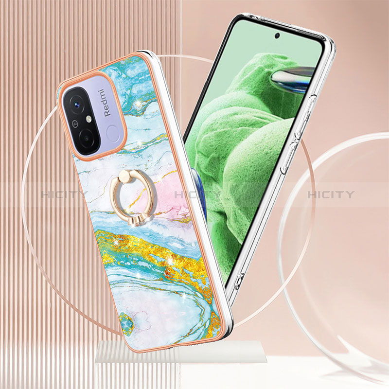 Coque Silicone Motif Fantaisie Souple Couleur Unie Etui Housse avec Support Bague Anneau YB5 pour Xiaomi Poco C55 Plus