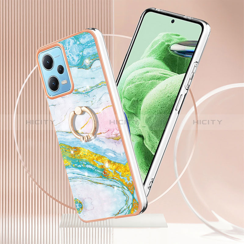 Coque Silicone Motif Fantaisie Souple Couleur Unie Etui Housse avec Support Bague Anneau YB5 pour Xiaomi Poco X5 5G Plus