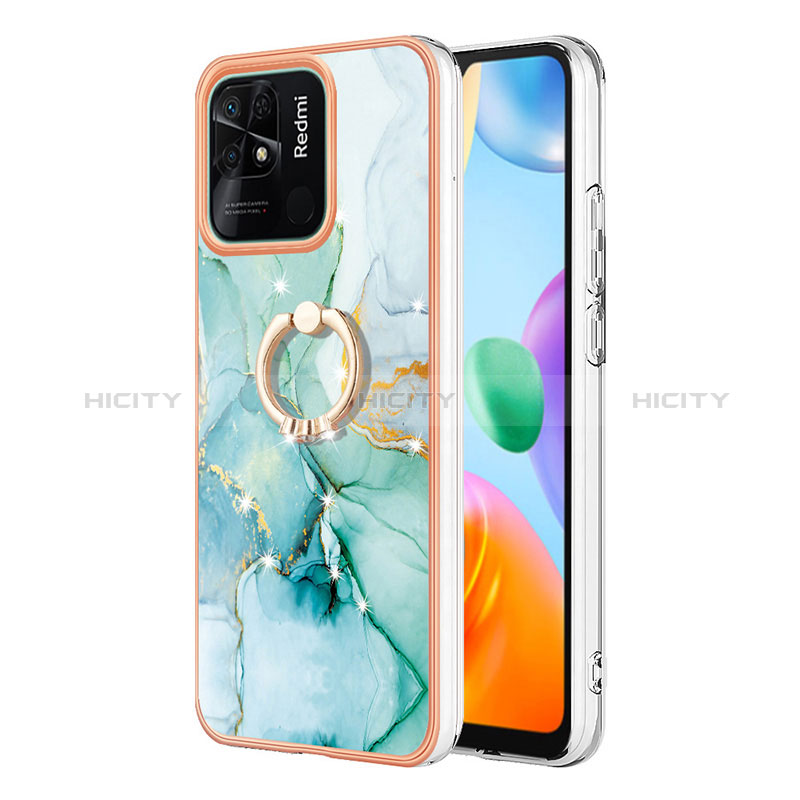 Coque Silicone Motif Fantaisie Souple Couleur Unie Etui Housse avec Support Bague Anneau YB5 pour Xiaomi Redmi 10 India Plus