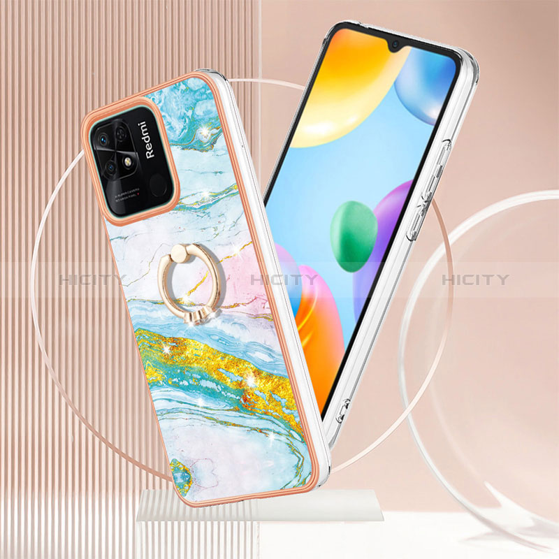 Coque Silicone Motif Fantaisie Souple Couleur Unie Etui Housse avec Support Bague Anneau YB5 pour Xiaomi Redmi 10 Power Plus