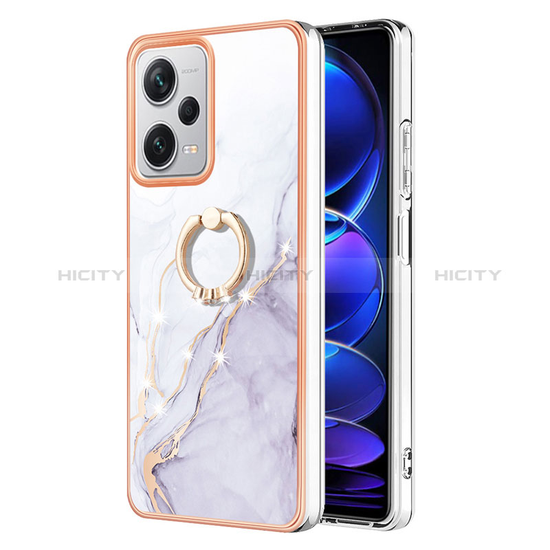 Coque Silicone Motif Fantaisie Souple Couleur Unie Etui Housse avec Support Bague Anneau YB5 pour Xiaomi Redmi Note 12 Explorer Plus