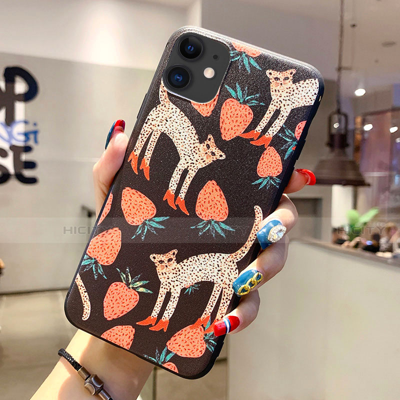 Coque Silicone Motif Fantaisie Souple Couleur Unie Etui Housse H06 pour Apple iPhone 11 Noir Plus