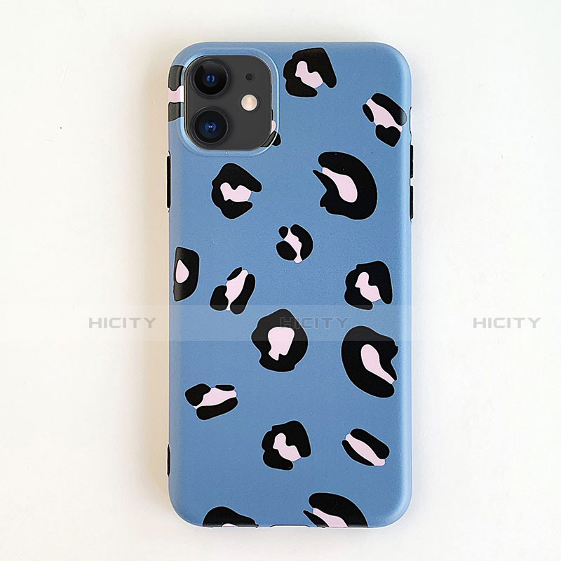 Coque Silicone Motif Fantaisie Souple Couleur Unie Etui Housse pour Apple iPhone 11 Bleu Plus