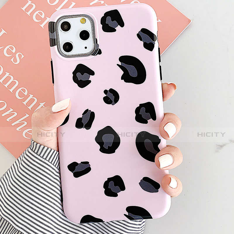 Coque Silicone Motif Fantaisie Souple Couleur Unie Etui Housse pour Apple iPhone 11 Pro Max Or Rose Plus