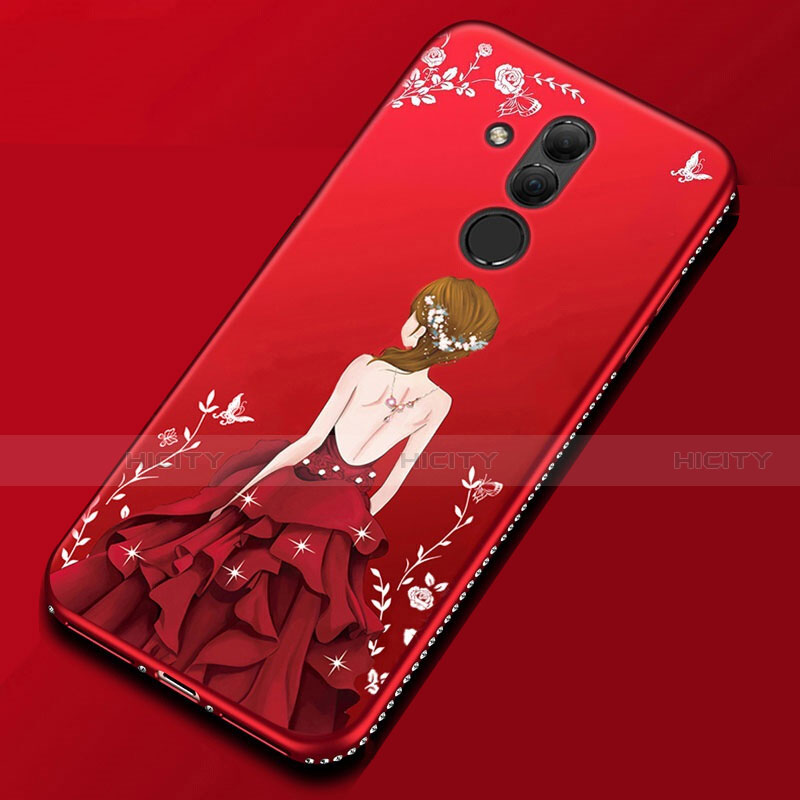 Coque Silicone Motif Fantaisie Souple Couleur Unie Etui Housse pour Huawei Mate 20 Lite Rouge Plus