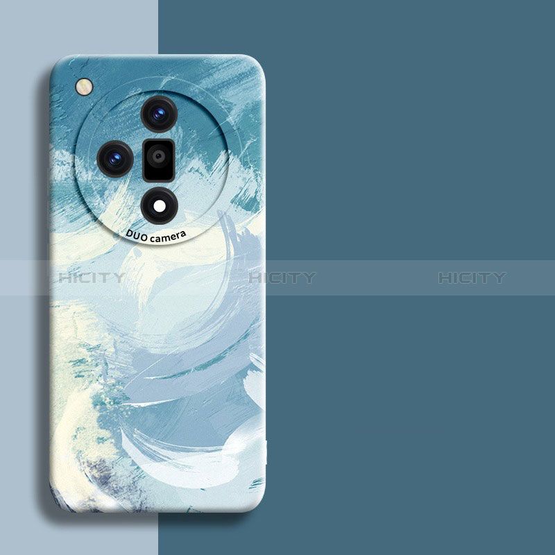 Coque Silicone Motif Fantaisie Souple Couleur Unie Etui Housse pour Oppo Find X7 Ultra 5G Bleu Ciel Plus