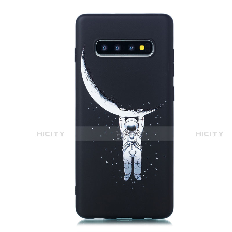 Coque Silicone Motif Fantaisie Souple Couleur Unie Etui Housse pour Samsung Galaxy S10 Noir Plus