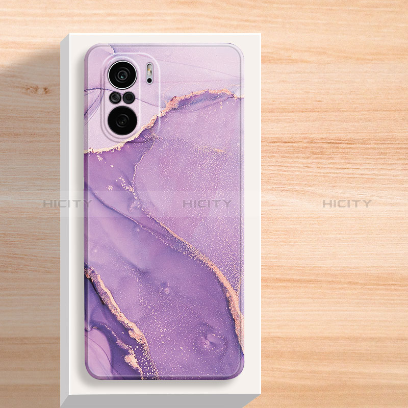 Coque Silicone Motif Fantaisie Souple Couleur Unie Etui Housse pour Xiaomi Redmi K40 Pro 5G Violet Plus