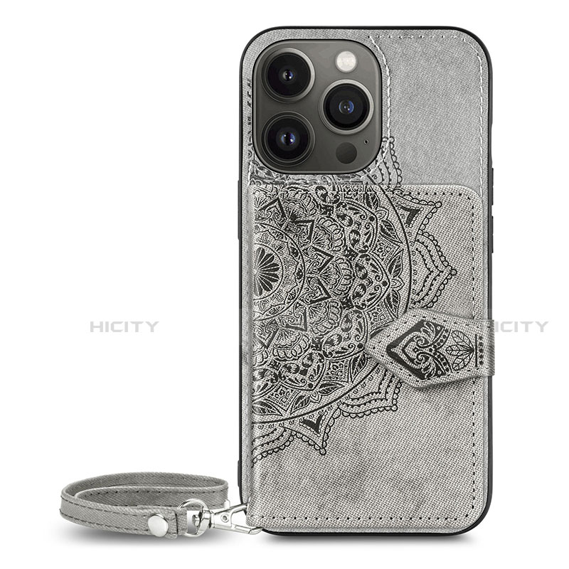 Coque Silicone Motif Fantaisie Souple Couleur Unie Etui Housse S01 pour Apple iPhone 13 Pro Max Gris Plus