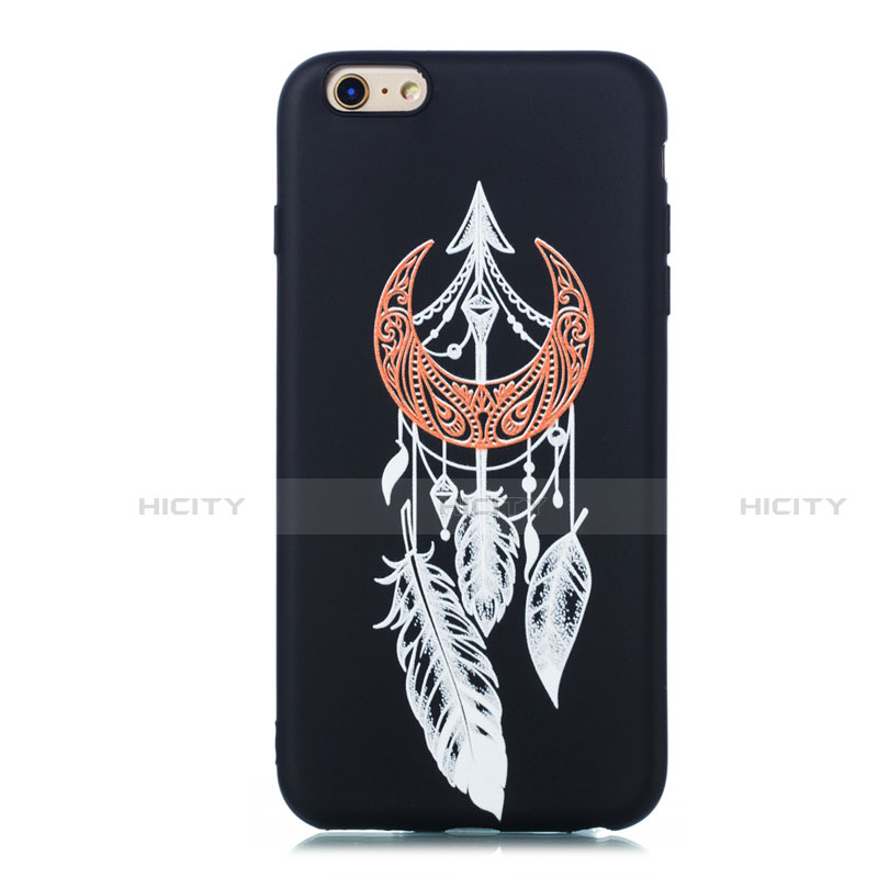 Coque Silicone Motif Fantaisie Souple Couleur Unie Etui Housse S01 pour Apple iPhone 6 Plus Noir Plus