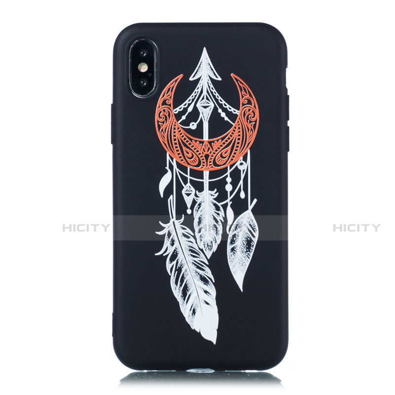 Coque Silicone Motif Fantaisie Souple Couleur Unie Etui Housse S01 pour Apple iPhone XR Noir Plus