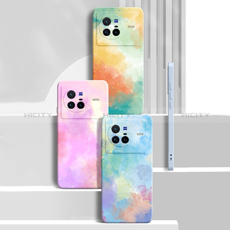 Coque Silicone Motif Fantaisie Souple Couleur Unie Etui Housse S01 pour Vivo X80 5G Plus