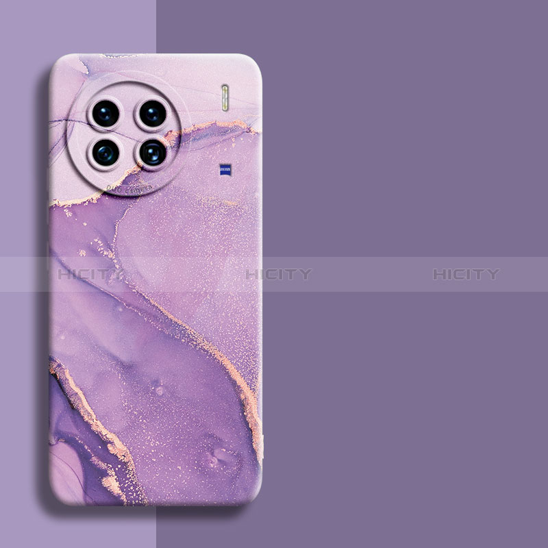 Coque Silicone Motif Fantaisie Souple Couleur Unie Etui Housse S01 pour Vivo X90 5G Violet Clair Plus