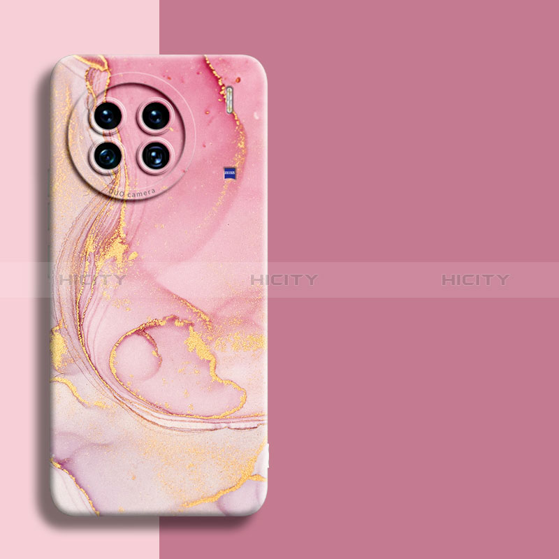 Coque Silicone Motif Fantaisie Souple Couleur Unie Etui Housse S01 pour Vivo X90 Pro 5G Rose Plus