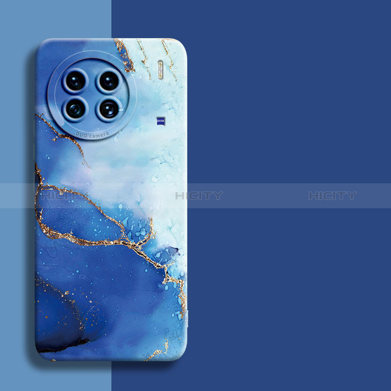 Coque Silicone Motif Fantaisie Souple Couleur Unie Etui Housse S01 pour Vivo X90 Pro+ Plus 5G Bleu Plus