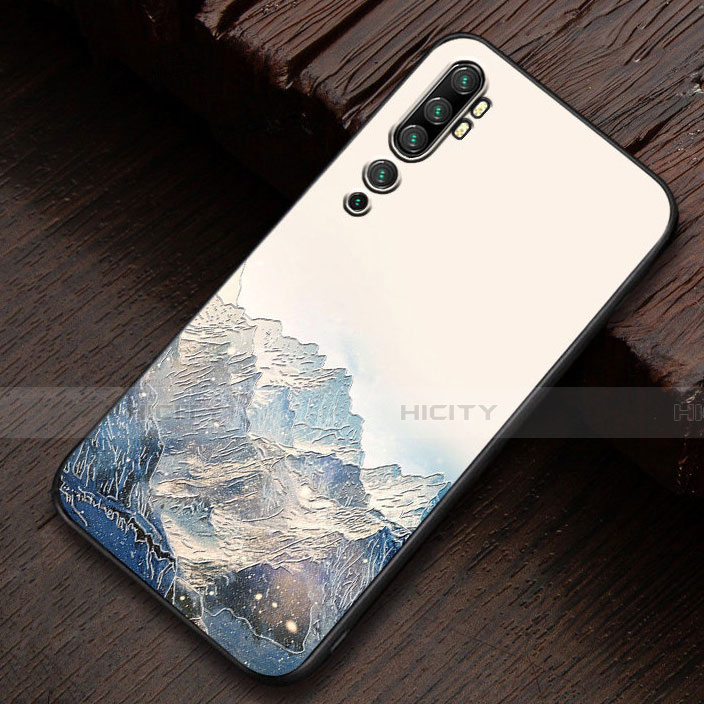 Coque Silicone Motif Fantaisie Souple Couleur Unie Etui Housse S01 pour Xiaomi Mi Note 10 Pro Blanc Plus