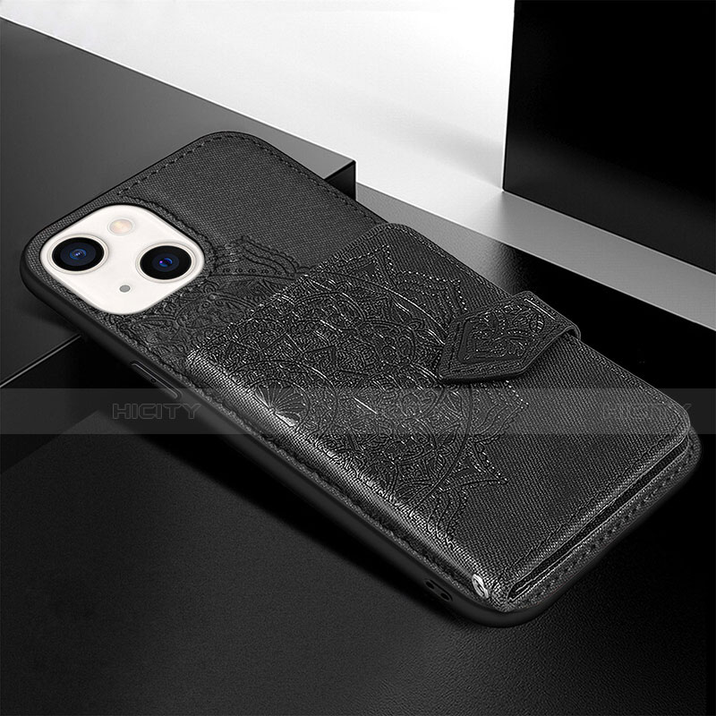 Coque Silicone Motif Fantaisie Souple Couleur Unie Etui Housse S02 pour Apple iPhone 13 Mini Noir Plus