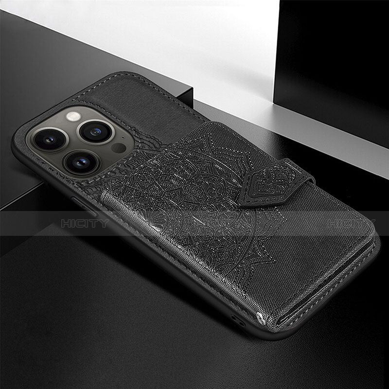 Coque Silicone Motif Fantaisie Souple Couleur Unie Etui Housse S02 pour Apple iPhone 13 Pro Noir Plus