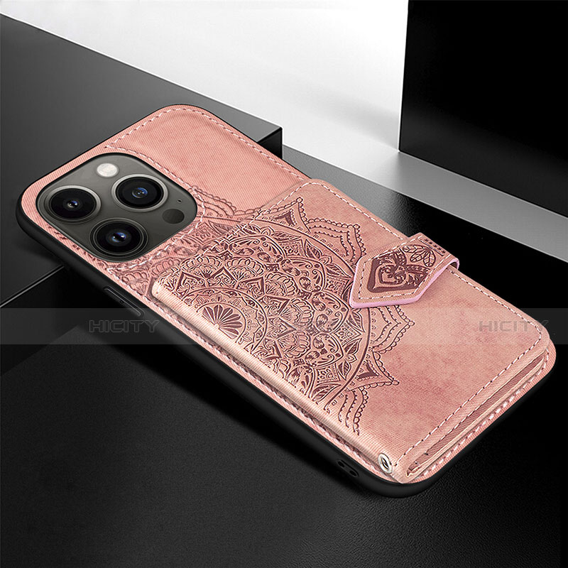 Coque Silicone Motif Fantaisie Souple Couleur Unie Etui Housse S02 pour Apple iPhone 13 Pro Or Rose Plus