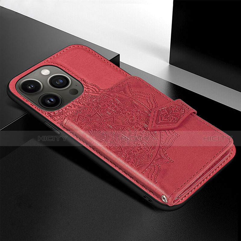 Coque Silicone Motif Fantaisie Souple Couleur Unie Etui Housse S02 pour Apple iPhone 13 Pro Rouge Plus