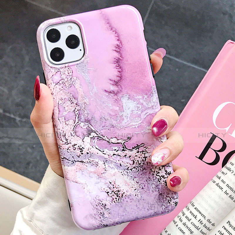 Coque Silicone Motif Fantaisie Souple Couleur Unie Etui Housse S03 pour Apple iPhone 11 Pro Max Or Rose Plus