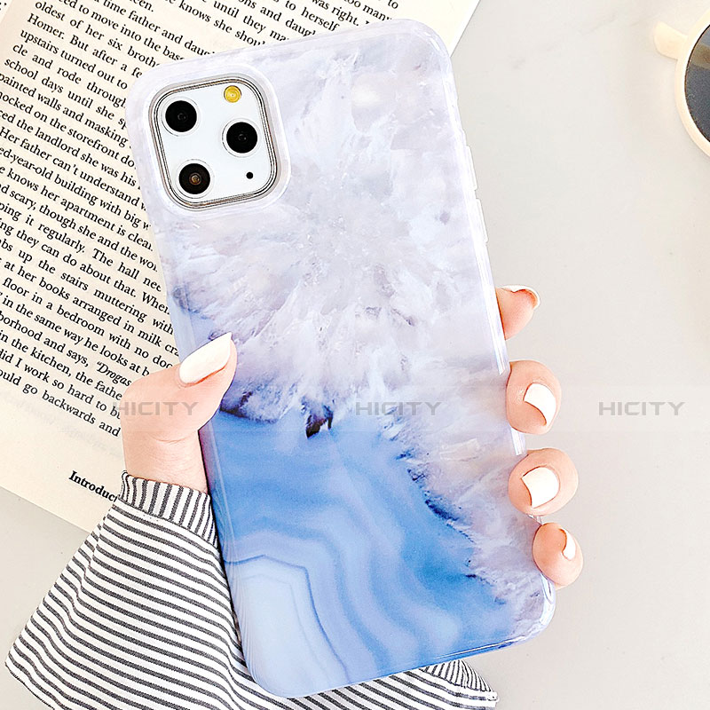 Coque Silicone Motif Fantaisie Souple Couleur Unie Etui Housse S04 pour Apple iPhone 11 Pro Max Bleu Plus