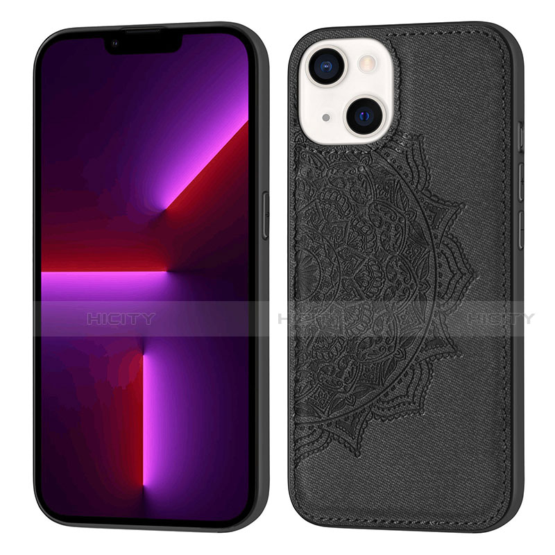 Coque Silicone Motif Fantaisie Souple Couleur Unie Etui Housse S04 pour Apple iPhone 13 Mini Noir Plus