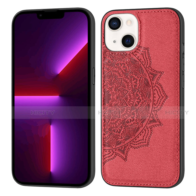 Coque Silicone Motif Fantaisie Souple Couleur Unie Etui Housse S04 pour Apple iPhone 13 Rouge Plus