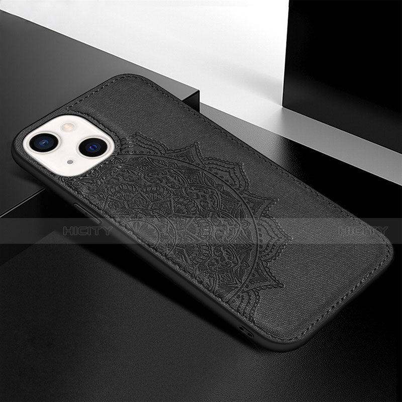 Coque Silicone Motif Fantaisie Souple Couleur Unie Etui Housse S05 pour Apple iPhone 14 Noir Plus