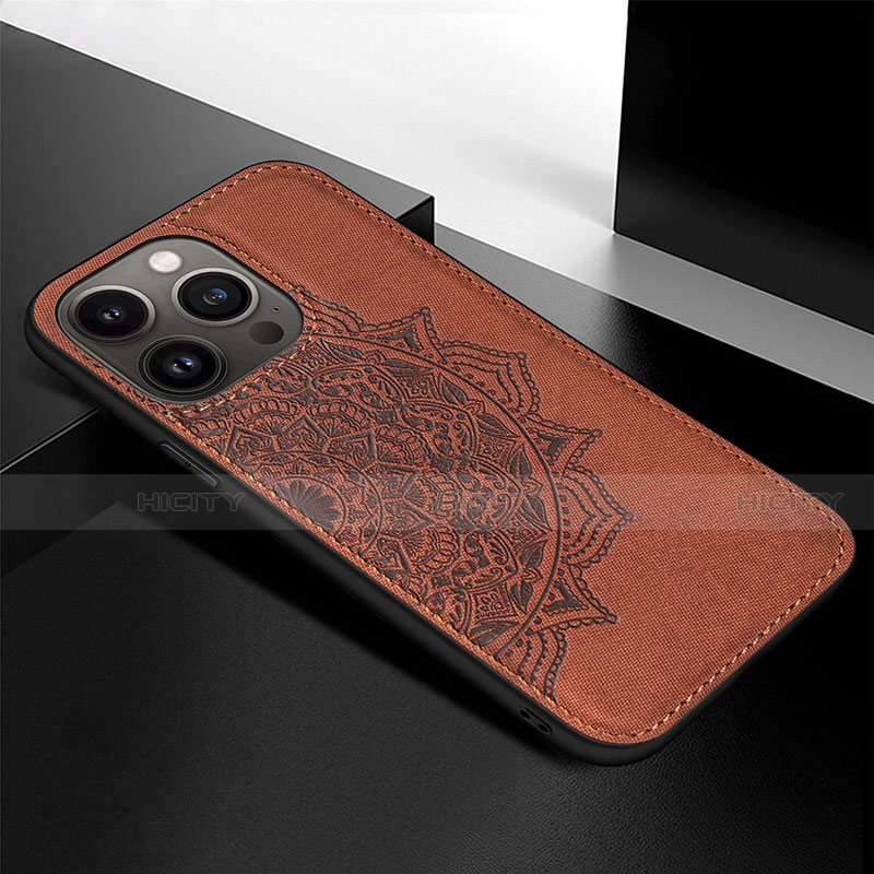 Coque Silicone Motif Fantaisie Souple Couleur Unie Etui Housse S05 pour Apple iPhone 14 Pro Marron Plus