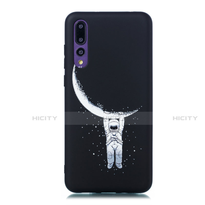 Coque Silicone Motif Fantaisie Souple Couleur Unie Etui Housse S05 pour Huawei P20 Pro Noir Plus