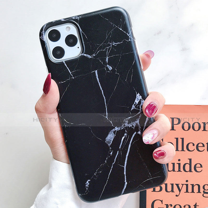 Coque Silicone Motif Fantaisie Souple Couleur Unie Etui Housse S10 pour Apple iPhone 11 Pro Max Noir Plus