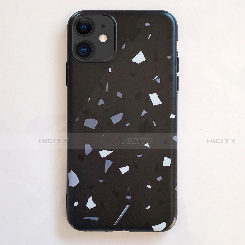 Coque Silicone Motif Fantaisie Souple Couleur Unie Etui Housse S12 pour Apple iPhone 11 Noir Plus