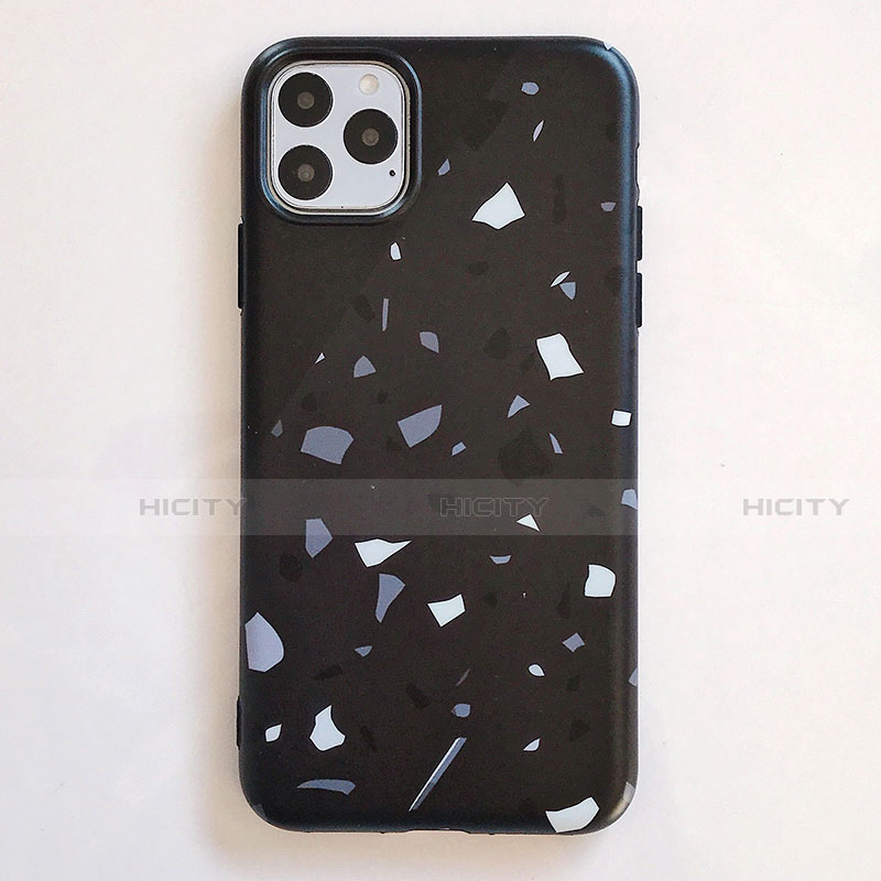 Coque Silicone Motif Fantaisie Souple Couleur Unie Etui Housse S12 pour Apple iPhone 11 Pro Max Noir Plus