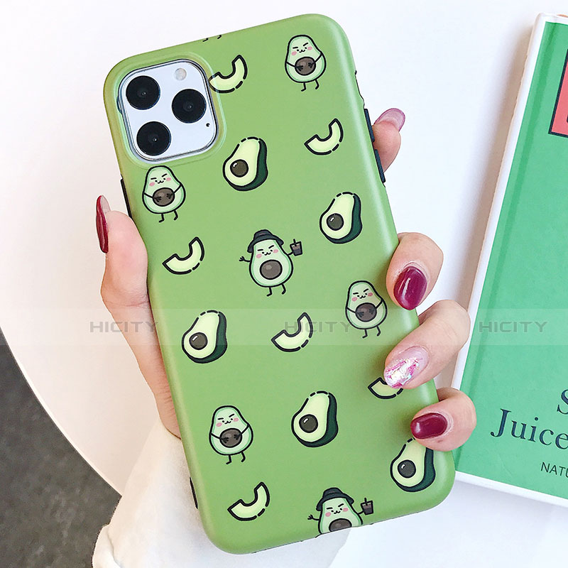 Coque Silicone Motif Fantaisie Souple Couleur Unie Etui Housse S14 pour Apple iPhone 11 Pro Max Vert Plus