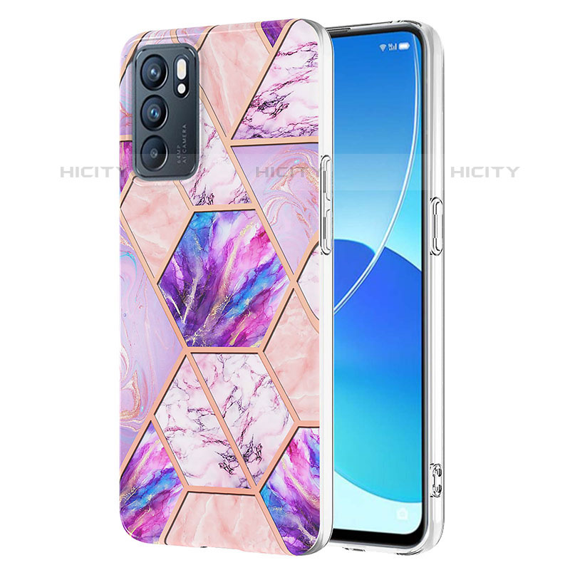 Coque Silicone Motif Fantaisie Souple Couleur Unie Etui Housse Y01B pour Oppo Reno6 5G Violet Clair Plus