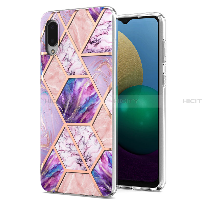 Coque Silicone Motif Fantaisie Souple Couleur Unie Etui Housse Y01B pour Samsung Galaxy A02 Violet Clair Plus