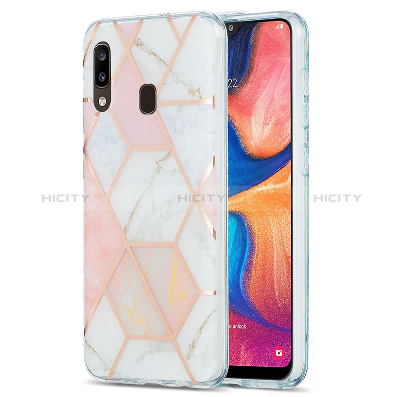 Coque Silicone Motif Fantaisie Souple Couleur Unie Etui Housse Y01B pour Samsung Galaxy A20 Rose Plus