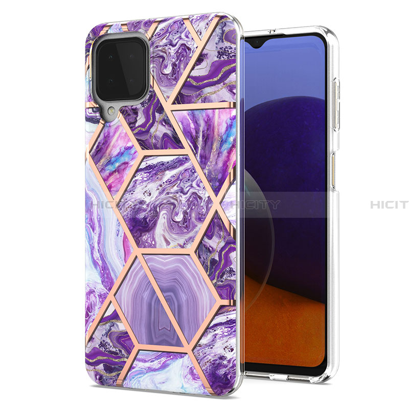 Coque Silicone Motif Fantaisie Souple Couleur Unie Etui Housse Y01B pour Samsung Galaxy A22 4G Violet Plus