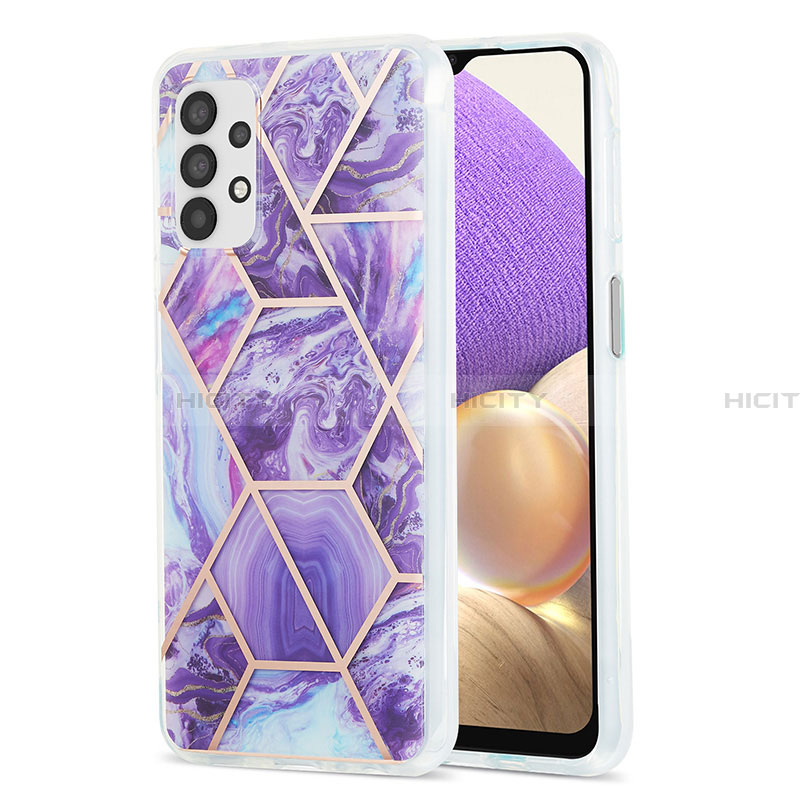 Coque Silicone Motif Fantaisie Souple Couleur Unie Etui Housse Y01B pour Samsung Galaxy A32 5G Violet Plus