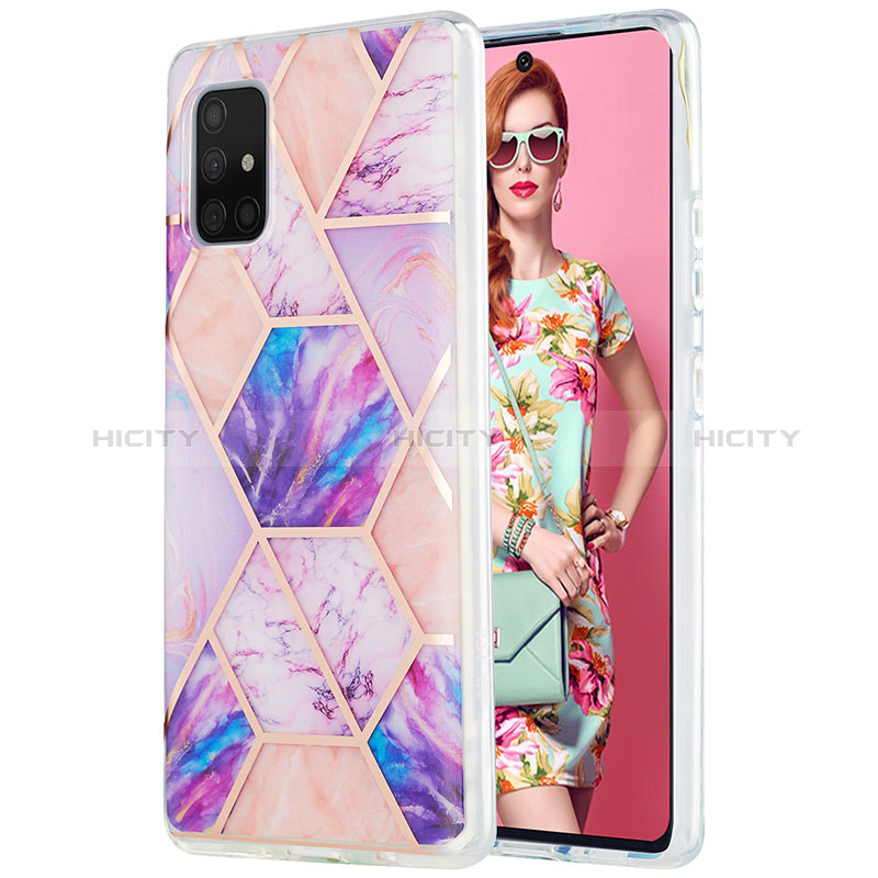 Coque Silicone Motif Fantaisie Souple Couleur Unie Etui Housse Y01B pour Samsung Galaxy A71 4G A715 Violet Clair Plus