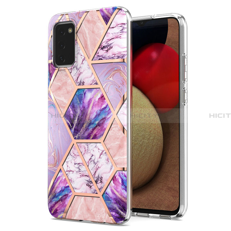 Coque Silicone Motif Fantaisie Souple Couleur Unie Etui Housse Y01B pour Samsung Galaxy F02S SM-E025F Violet Clair Plus