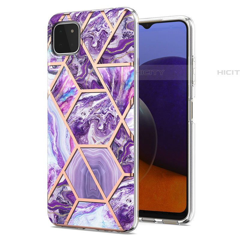 Coque Silicone Motif Fantaisie Souple Couleur Unie Etui Housse Y01B pour Samsung Galaxy F42 5G Violet Plus