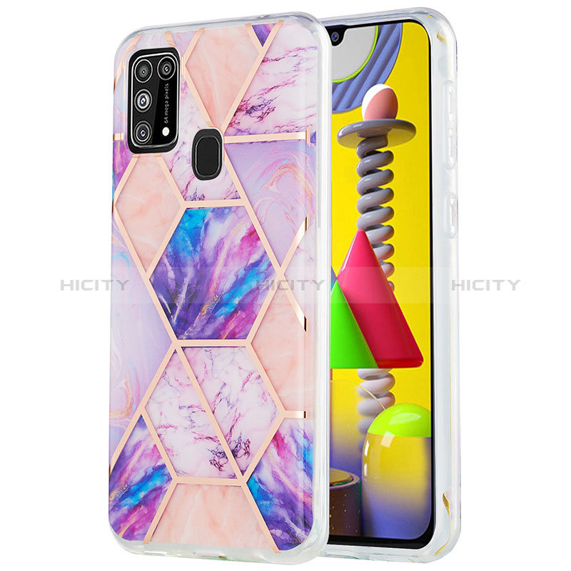 Coque Silicone Motif Fantaisie Souple Couleur Unie Etui Housse Y01B pour Samsung Galaxy M21s Violet Clair Plus