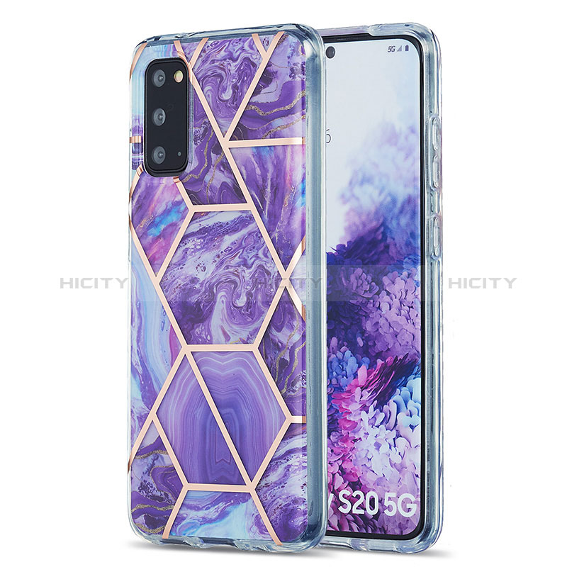 Coque Silicone Motif Fantaisie Souple Couleur Unie Etui Housse Y01B pour Samsung Galaxy S20 5G Violet Plus