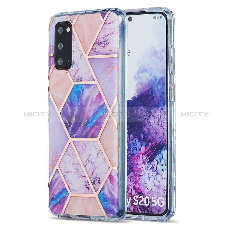 Coque Silicone Motif Fantaisie Souple Couleur Unie Etui Housse Y01B pour Samsung Galaxy S20 5G Violet Clair Plus