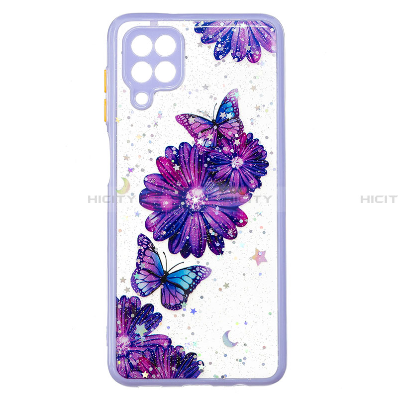 Coque Silicone Motif Fantaisie Souple Couleur Unie Etui Housse Y01X pour Samsung Galaxy A22 4G Violet Plus