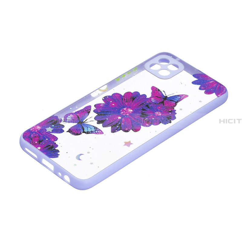 Coque Silicone Motif Fantaisie Souple Couleur Unie Etui Housse Y01X pour Samsung Galaxy A22 5G Violet Plus